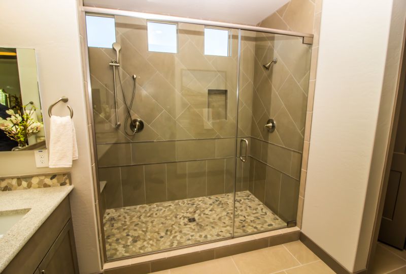Glass Enclosed Shower with Rainfall Head